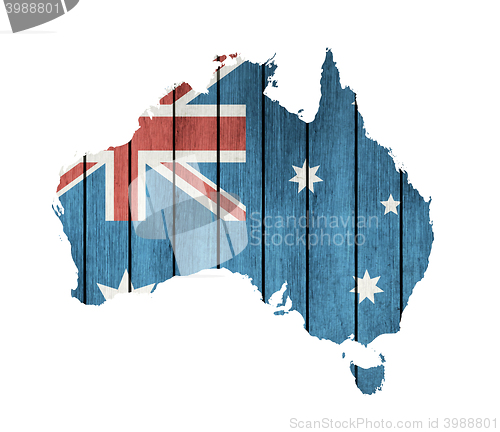 Image of Australian Map With Wooden Flag