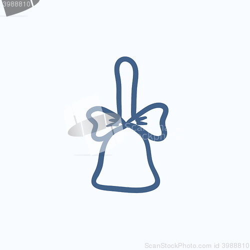 Image of School bell with ribbon sketch icon.