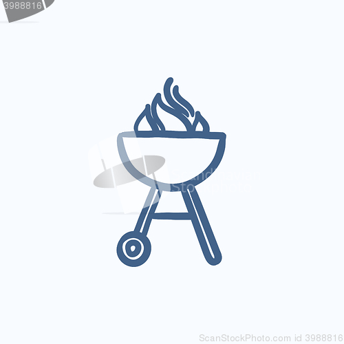 Image of Kettle barbecue grill sketch icon.