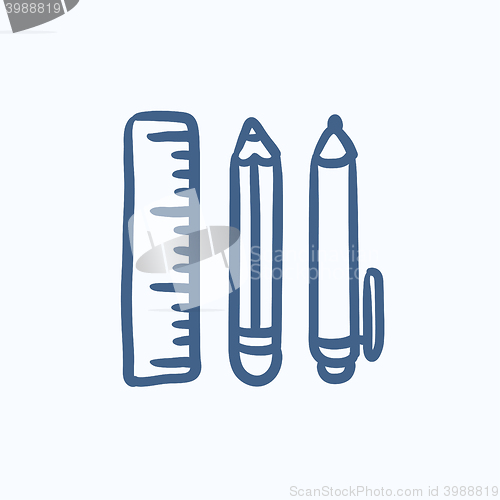 Image of School supplies sketch icon.