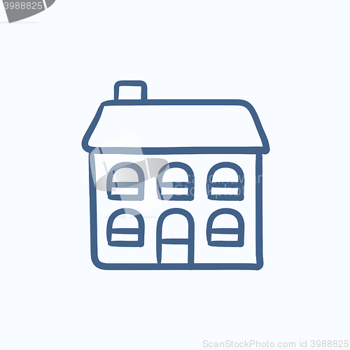 Image of Two storey detached house sketch icon.