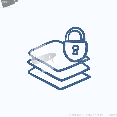 Image of Stack of papers with lock sketch icon.