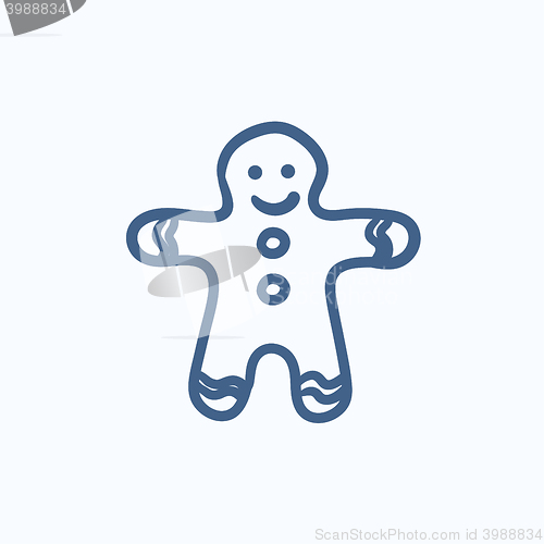 Image of Gingerbread man sketch icon.