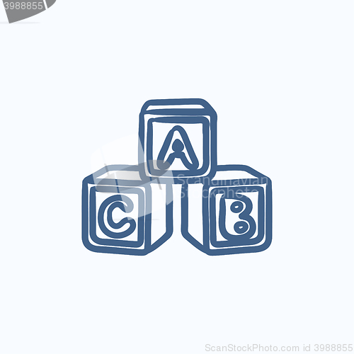 Image of Alphabet cubes sketch icon.