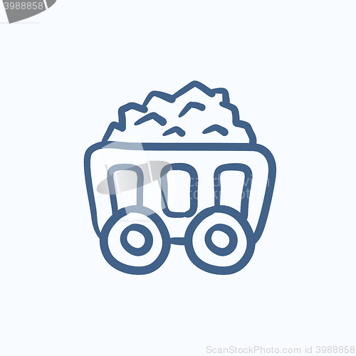 Image of Mining coal cart sketch icon.