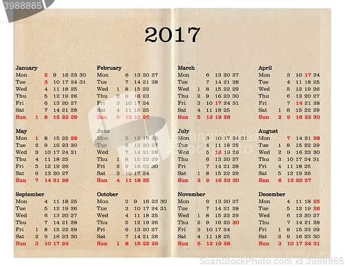 Image of Year 2017 calendar - United Kingdom