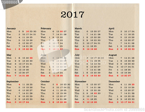 Image of Year 2017 calendar - United States of America