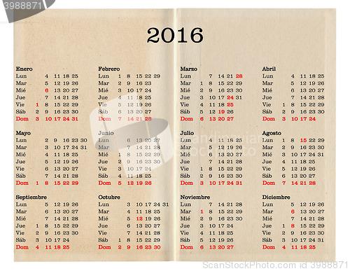 Image of Year 2016 calendar - Spain
