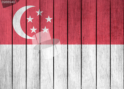 Image of Wooden Flag Of Singapore