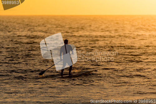 Image of Man paddleboarding