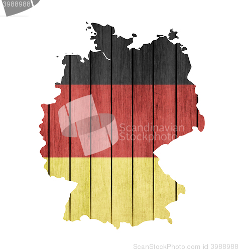 Image of Map With Wooden Flag Of Germany