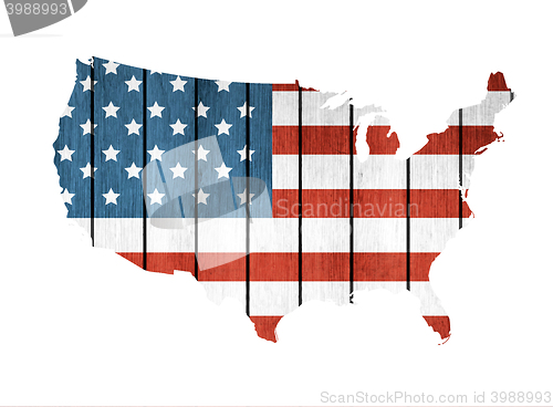 Image of USA Map With Wooden Flag