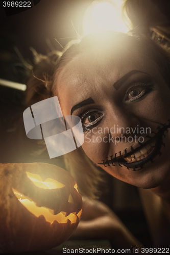 Image of Horrible girl with scary mouth and eyes