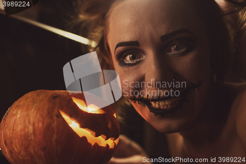 Image of Horrible girl with scary mouth and eyes