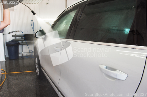 Image of washing car closeup