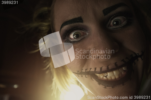 Image of Horrible girl with scary mouth and eyes