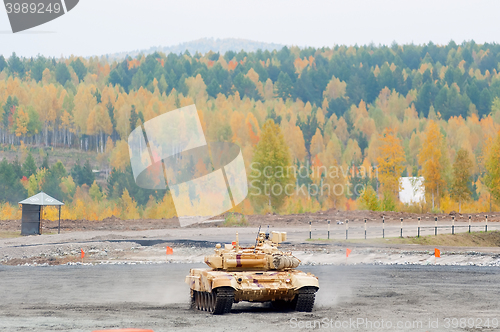 Image of Modernized tank T-90S in action