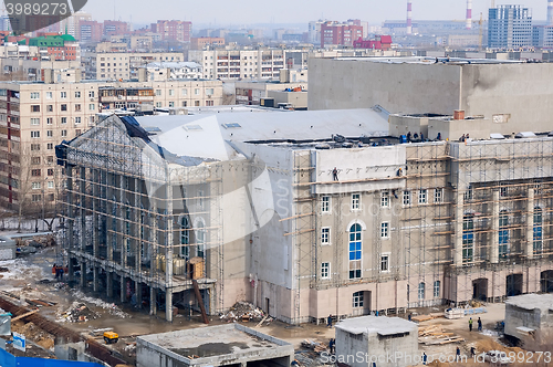 Image of Construction of Tyumen dramatic theater. Russia