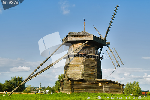 Image of Old wooden windmill. Suzdal. Russia