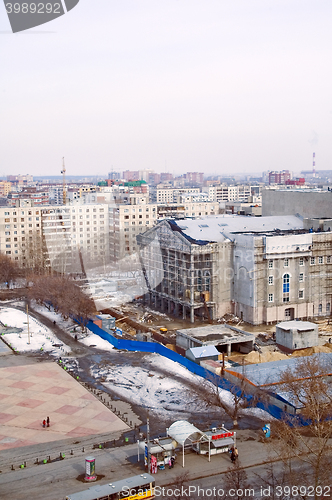 Image of Construction of Tyumen dramatic theater. Russia