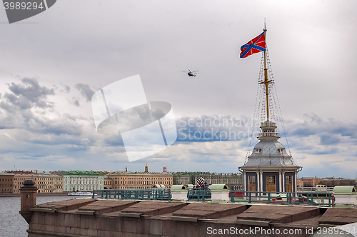 Image of Helicopter over fort in Peter and Paul fortress