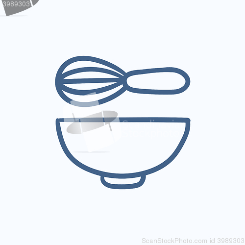 Image of Whisk and bowl sketch icon.