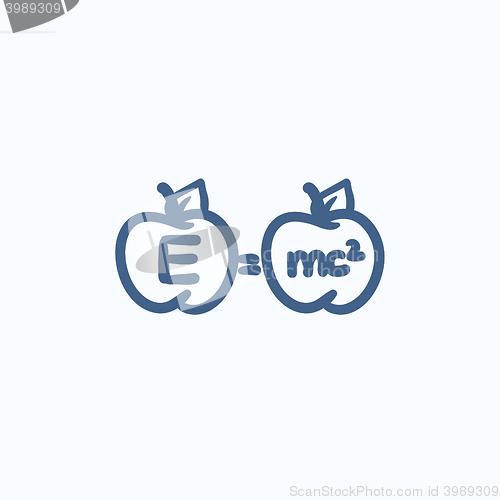 Image of Two apples with formulae sketch icon.