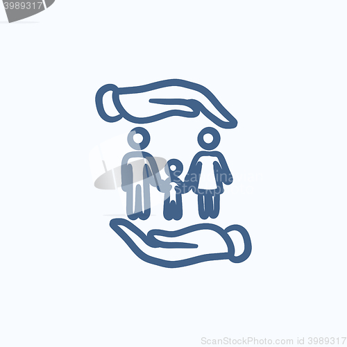 Image of Family and hands sketch icon.