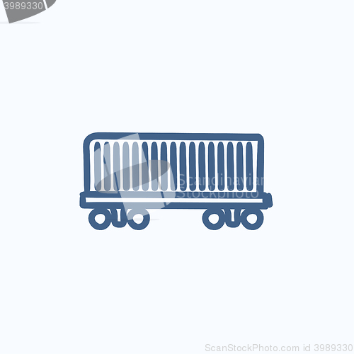 Image of Cargo wagon sketch icon.