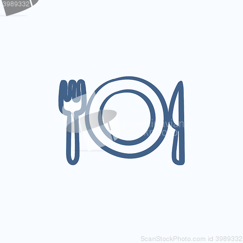 Image of Plate with cutlery sketch icon.