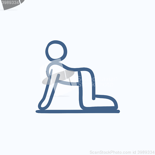 Image of Man practicing yoga sketch icon.