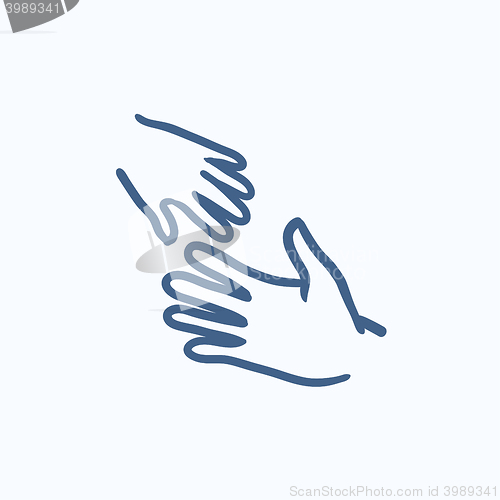 Image of Hands of parent and child sketch icon.