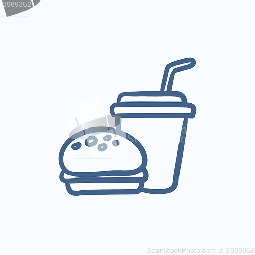 Image of Fast food meal sketch icon.