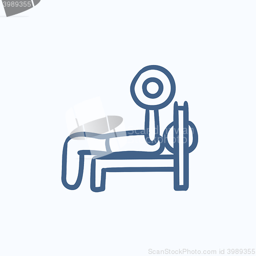 Image of Man lifting barbell sketch icon.