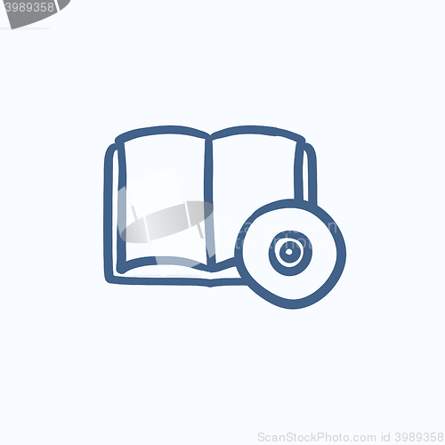 Image of Audiobook and cd disc sketch icon.