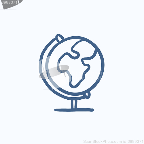 Image of World globe on stand sketch icon.