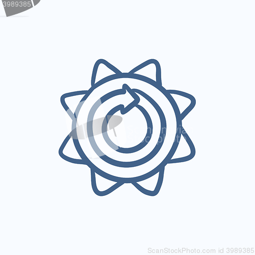 Image of Sun with round arrow sketch icon.