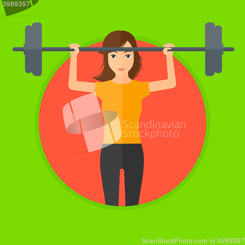 Image of Woman lifting barbell.