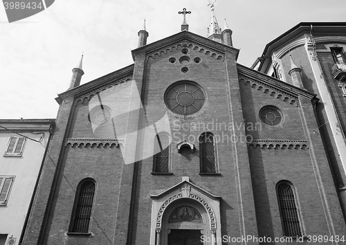 Image of Santa Maria del Suffragio church in Turin in black and white