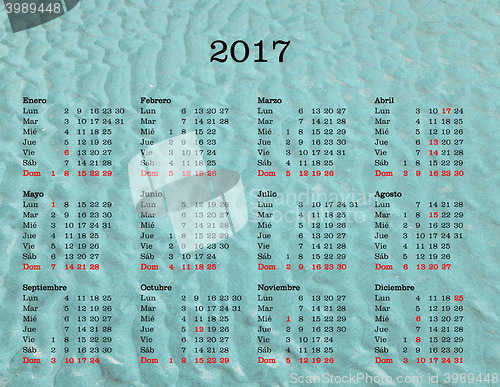 Image of Year 2017 calendar - Spain with sea background