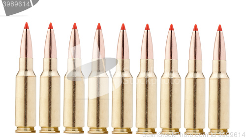 Image of  rifle bullets on white