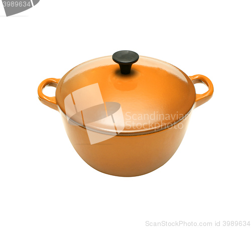 Image of Orange casserole dish or crock pot