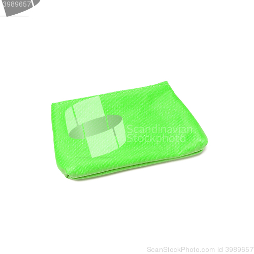 Image of green fabric bag on white background