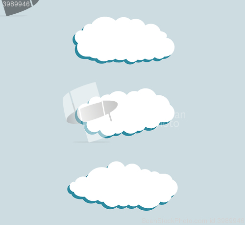 Image of Set of blue sky, clouds. Cloud icon, cloud shape. Set of different clouds. Collection of cloud icon, shape, label, symbol. Graphic element vector. Vector design element for logo, web and print