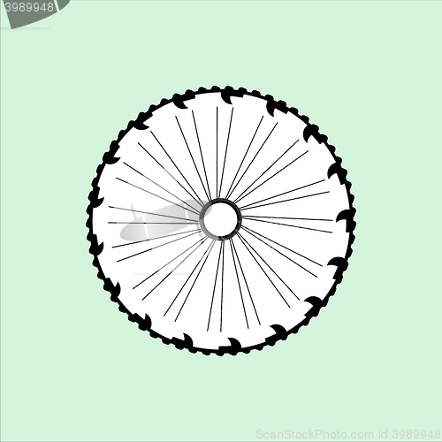 Image of vector silhouette of a bicycle wheel with tyre and spokes