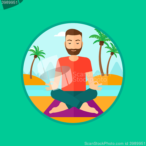 Image of Man meditating in lotus pose.