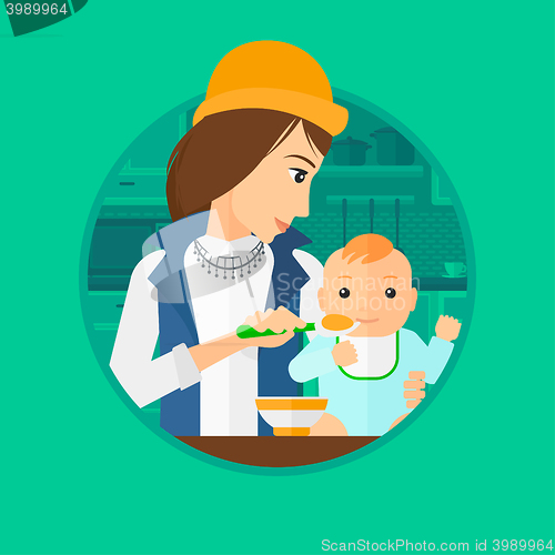 Image of Mother feeding baby.