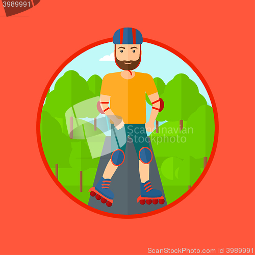 Image of Sporty man on roller-skates.