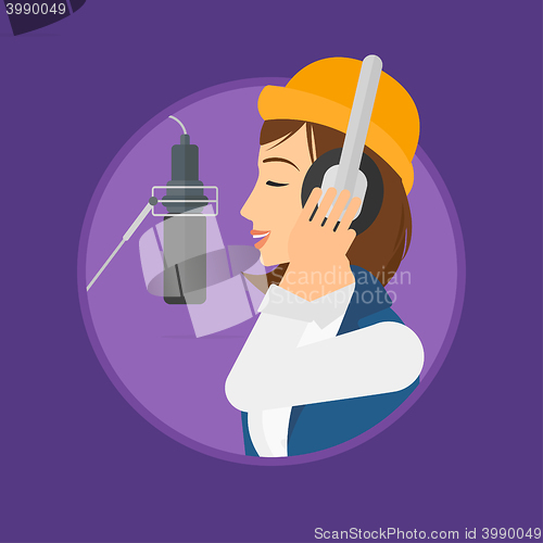 Image of Singer recording song.