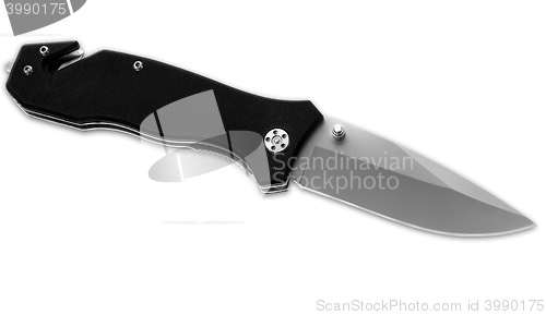 Image of jackknife foldable steel pocket knife isolated over the white ba